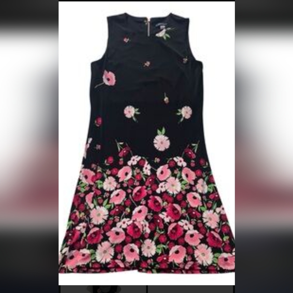 NWT Tommy Hilfiger Black Dress with Pink Floral Design